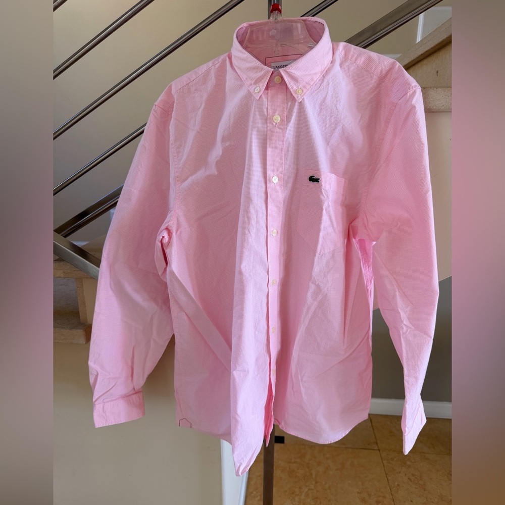 Lacoste Pink Gingham Button-Down Shirt